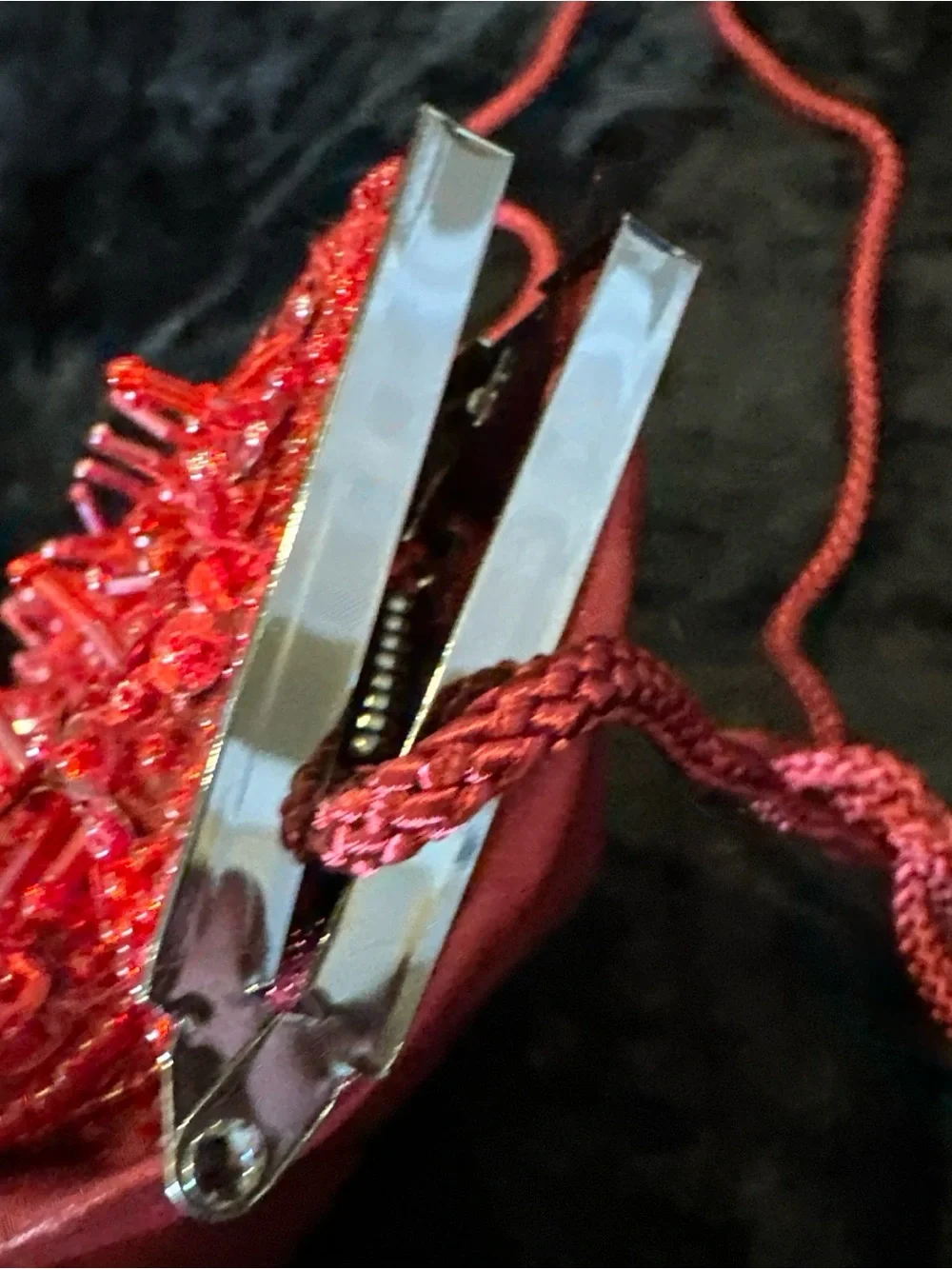 Red Beaded Evening Bag - Designer Style